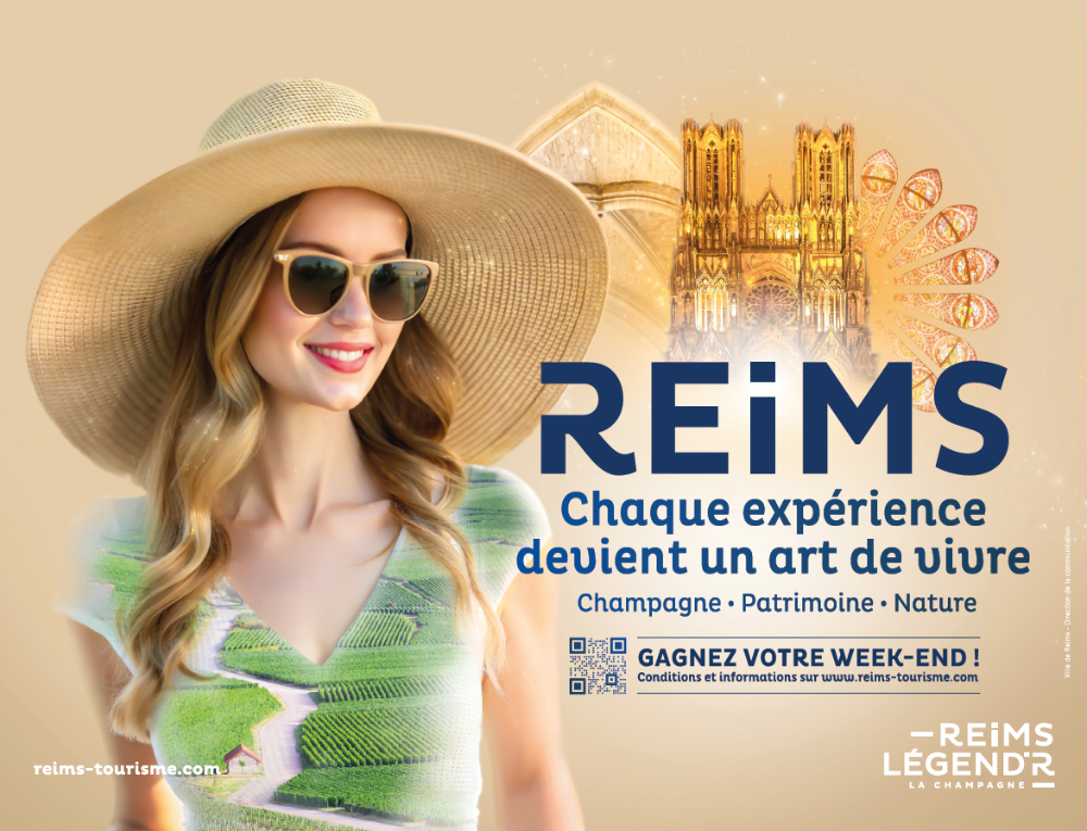 Reims La Marne Viticole Reims s'affiche à Paris avec une nouvelle campagne touristique, a-t-on appris par un communiqué. Pour séduire les Parisiens en quête d’escapades culturelles et gourmandes, le Grand Reims et la ville de Reims lancent une nouvelle campagne de communication estivale auprès du public francilien. L’objectif ? Faire connaître la cité des Sacres, son patrimoine, son cadre de vie tout en rappelant la proximité avec la capitale. En un mot, l’art de vivre version rémoise !